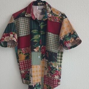 Casey Mark Men's Patchwork Casual Shirt - Multicolor Medium